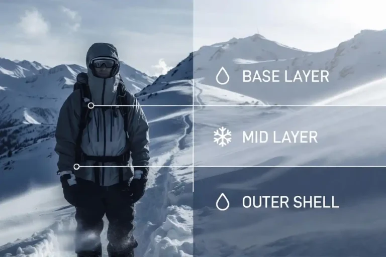 Winter hiker layering system infographic