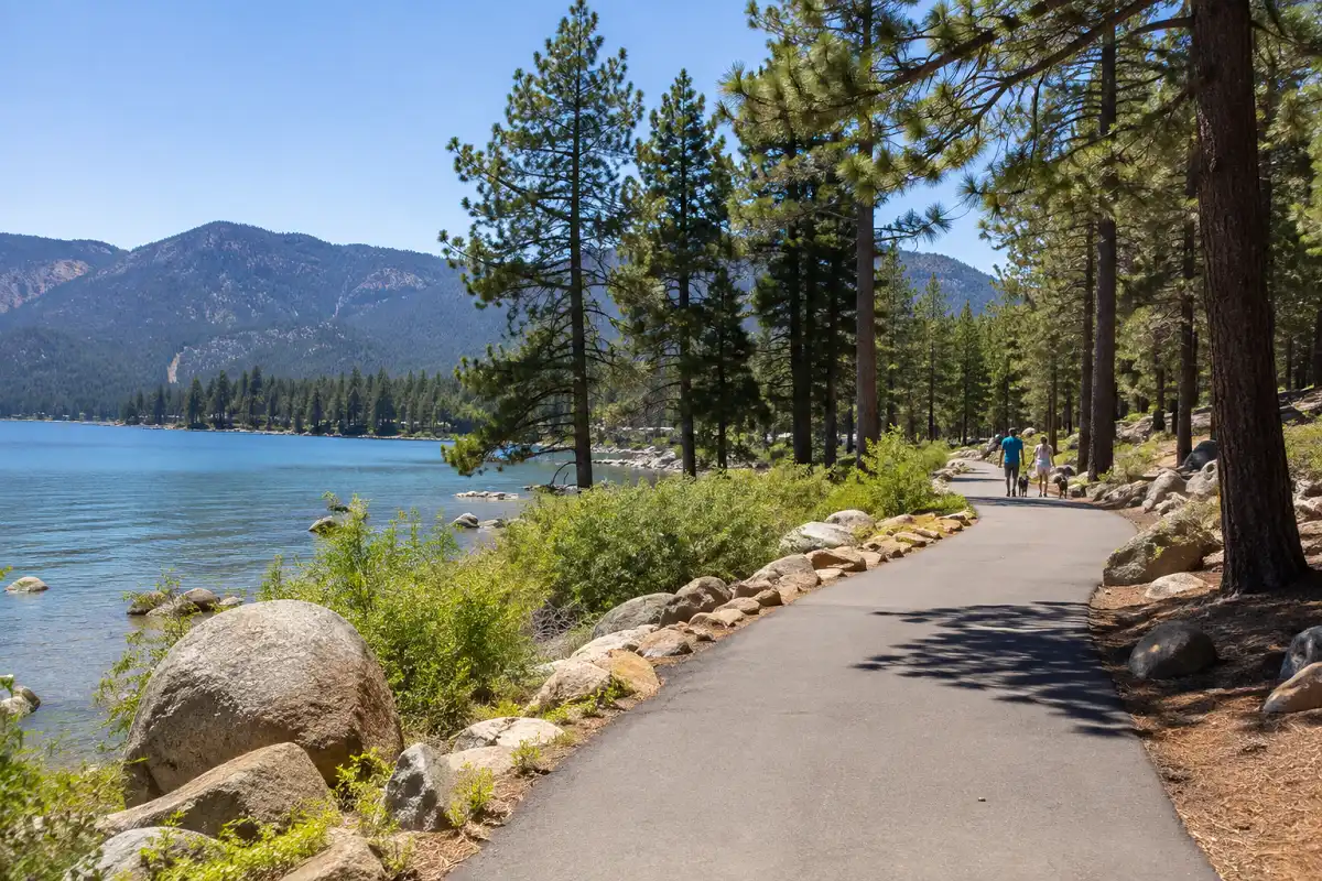 Paved Alpine Pedal Path along the north shore of Big Bear Lake
