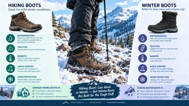 Can hiking boots be used as winter boots for snowy trails?